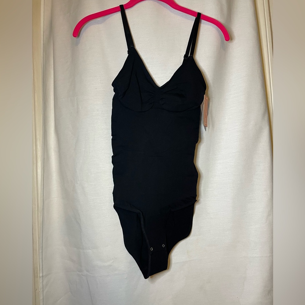 NWT NIB Feelin Girl Black Spaghetti Strap Shapewear w/ Snap Bottom Size XL/XXL